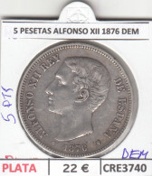 CRE3740 MONEDA ESPAÑA 5 PESETAS ALFONSO XII 1876 DEM PLATA MBC - Andere & Zonder Classificatie