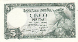 CRBS0781 BILLETE ESPAÑA 5 PESETAS 1954 SIN CIRCULAR  - Autres & Non Classés