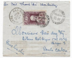 INDOCHINE Lettre HAI-DUONG 1945 P / Interné Politique POULO CONDOR  Càd POSTE RURALE THANH-HA   RRR - Storia Postale