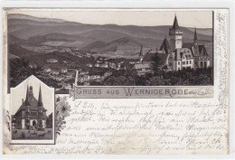 39077531 - Wernigerode, Lithographie. Rathaus Gesamtansicht Gelaufen, 1896. Gute Erhaltung. - Wernigerode