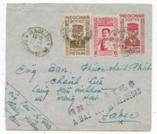 INDOCHINE Entier Postal PETAIN + Timbres Càd BACLIEU 1945 Censure A BAS LES OPPRESSEURS P/ SADEC  Très RARE - Briefe U. Dokumente