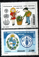 1992 Uruguay 22nd Regional FAO Conferencia Emblems Children With Food Basket #1423-24 ** MNH - Uruguay