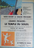 Publicité De Presse ; Parution Tintin Et Le Temple Du Soleil - Reclame
