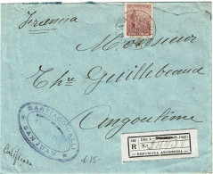 CTN91- ARGENTINE LETTRE RECOMMANDEE SAN JUAN /  ANGOULEME OCTOBRE 1915 - Briefe U. Dokumente