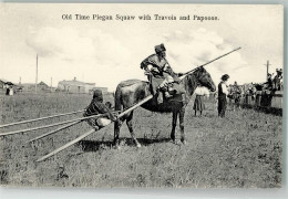 13981831 - Old Time Piegan  Squaw With Travois And Papoose - Native Americans