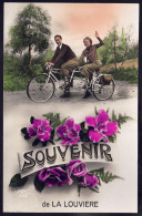 +++ CPA - Carte Photo - Fantaisie - Souvenir De LA LOUVIERE - Vélo - Tandem  2/2 // - La Louviere