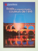 PONT DU GARD (30) - Photo Du Pont Derrière Verre De Vin Rosé Languedoc Roussillon - Carte Publicitaire - Sonstige & Ohne Zuordnung