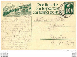 27-14 - Entier Postal Avec Illustration "Hotel Waldrand Bei Griesalp" Cachet à Date De Champery (Valais) 1924 - Postwaardestukken