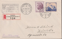 1946 Schweiz R-Brief, Schweizer Automobil-Postbureau, Jubiläumsausstellung Kirchberg, Zum:CH 275+F27, Mi:CH 469+387 - Erst- U. Sonderflugbriefe