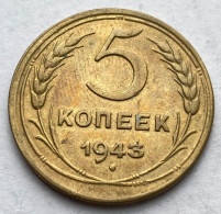 1943 Russia Standard Coinage Coin 5 Kopeks,Y#108,3808 - Rusland