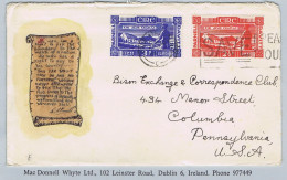 Ireland 1946 Davitt And Parnell Set On Unusual Illustrated Cover To USA Tied Dublin Machine 17 SEP 1946 - Brieven En Documenten