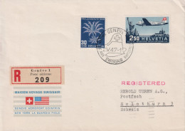 1947 Schweiz R-Brief Nach Solothurn, Maiden Voyage Swissair  Zum:CH F42+J120, Mi:CH 479+478 - First Flight Covers