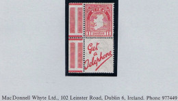 Ireland 1931-40 SE 1d Map With "Get A Telephone" Slogan Label, Booklet Selvedge Intact, Mint Unmounted - Nuovi