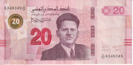 BILLETE DE TUNEZ DE 20 DINARS DEL AÑO 2017 EN CALIDAD MBC (VF)  (BANK NOTE) - Tunesien