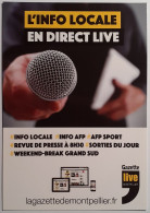 PRESSE / MEDIA - MICRO - GAZETTE MONTPELLIER - Info Locale En Direct Live - Carte Publicitaire - Otros & Sin Clasificación