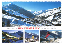 SAALBACH, SALZBURG, MULTIPLE VIEWS, ARCHITECTURE, HINTERGLEMM, MOUNTAIN, TOWER, CABLE CAR, AUSTRIA, POSTCARD - Saalbach