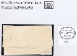 Ireland Dublin Derry 1821 Letter To London With The Rare Double Oval SUNDAY 25 NO 1821 Of Dublin In Orange - Préphilatélie