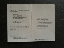 Maria Oorts ° Schilde 1920 + Knokke 1992 X August Aerts - Décès