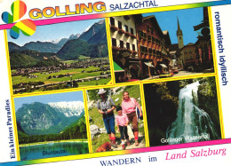 GOLLING, SALZACHTAL, SALZBURG, MULTIPLE VIEWS, ARCHITECTURE, MOUNTAIN, LAKE, CHILD, DOG, WATERFALL, AUSTRIA, POSTCARD - Golling