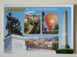 ANNONAY (07/Ardèche) - Montgolfières Au Sol, Statue Des Frères Montgolfier Et Vue Sur La Ville - Balloons