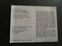 Jean Janssen ° Antwerpen 1929 + Knokke 1986 X Ann Snauwaert (Fam: Van Ballaert - Van Welt - Van Hulle - Van Kerschaver) - Todesanzeige