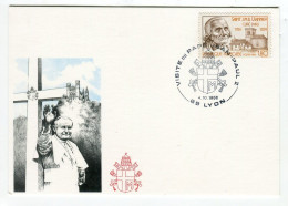 Visite Du Pape Jean Paul 2 - Lyon 1986 - Carte Avec Timbre - Papi