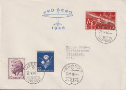 1946 Schweiz PRO AREO LOCARNO-LUZERN,  ⵙET Zum:CH F41+J116+275 Mi:CH 470+468+469 - Premiers Vols