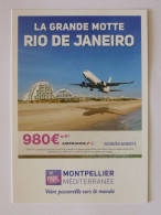 AIR FRANCE - AVION Survolant Plage // La Grande Motte - Rio De Janeiro // AEROPORT MONTPELLIER - Carte Publicitaire - 1946-....: Era Moderna