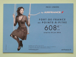 AIR FRANCE - Compagnie Aérienne - Femme Sur Balançoire - Billet Avion Fort France/Pointe Pitre - Carte Publicitaire - Autres & Non Classés