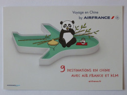 AIR FRANCE KLM - Avion / Compagnie Aérienne - CHINE / PANDA - 9 Destinations Depuis Lyon - Carte Publicitaire - Altri & Non Classificati