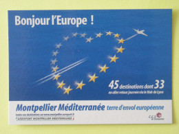AEROPORT MONTPELLIER MEDITERRANEE - Avion à Travers Un Coeur D'étoiles - Bonjour L'Europe - Carte Publicitaire - Autres & Non Classés
