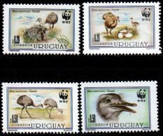 1993 Uruguay World Wildlife Fund ñandu Chicks Head Two Walking #1509-12 ** MNH - Uruguay