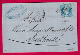 N°22 GC 4696 BITSCHWILLER THANN HAUT RHIN CAD TYPE 22 POUR MULHOUSE LETTRE - 1849-1876: Periodo Classico