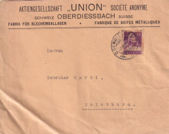 Motiv Brief  "Union, Blech Emballagen, Oberdiessbach"       1919 - Storia Postale