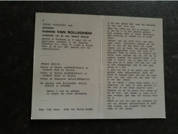 Ivonne Van Rolleghem ° Oostkerke 1912 + Knokke-Heist 1987 X Medard Baillie (Fam: Verleye - Strubbe - Lampaert - Blomme) - Todesanzeige