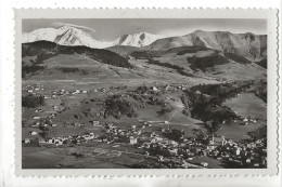 Megève (74) : Vue Aérienne Générale Du Quartier De L'église Vers Le Mont D'Arbois En 1950 PF. - Megève