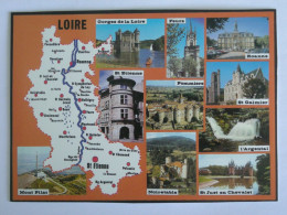 LOIRE (42) - Carte Du Département (photos Saint-Etienne, Pilat, Roanne Avec Voitures, Noiretable ...) - Other & Unclassified