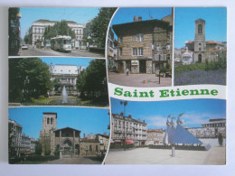 SAINT ETIENNE (42/Loire) - Tramway Et Différentes Vues De La Ville : Place Jaurès, Pl. Du Bicentenaire, Eglise - Saint Etienne