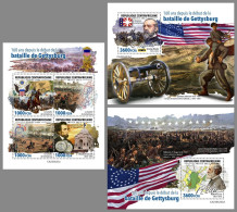 CENTRALAFRICA 2023 MNH Battle Of Gettysburg Schlacht Bei Gettyburg M/S+2S/S – OFFICIAL ISSUE – DHQ2422 - Us Independence