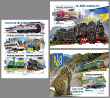 CENTRALAFRICA 2023 MNH Ukrainian Trains Ukrainische Eisenbahnen M/S+2S/S – OFFICIAL ISSUE – DHQ2422 - Trains