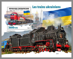 CENTRALAFRICA 2023 MNH Ukrainian Trains Ukrainische Eisenbahnen S/S I – OFFICIAL ISSUE – DHQ2422 - Trains