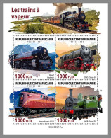 CENTRALAFRICA 2023 MNH Steam Trains Dampflokomotiven M/S – OFFICIAL ISSUE – DHQ2422 - Trains