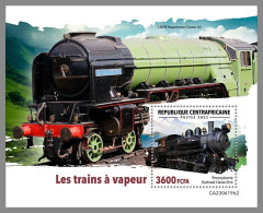 CENTRALAFRICA 2023 MNH Steam Trains Dampflokomotiven S/S II – OFFICIAL ISSUE – DHQ2422 - Trains