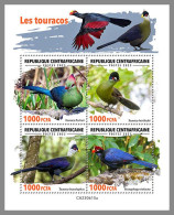 CENTRALAFRICA 2023 MNH Turacos Birds Turakos Vögel M/S – OFFICIAL ISSUE – DHQ2422 - Other & Unclassified