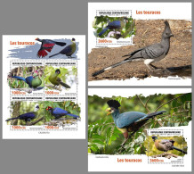 CENTRALAFRICA 2023 MNH Turacos Birds Turakos Vögel M/S+2S/S – OFFICIAL ISSUE – DHQ2422 - Autres & Non Classés