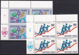 UNO GENF 1980 Mi-Nr. 94/95 Eckrand-Viererblocks ** MNH - Unused Stamps