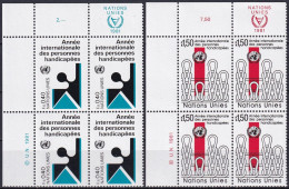 UNO GENF 1981 Mi-Nr. 97/98 Eckrand-Viererblocks ** MNH - Nuovi