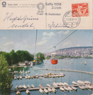 AK  "Saffa Zürich - Sesselbahn über Dem See"  (Sonderstempel)       1958 - Lettres & Documents