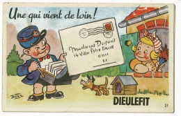 Carte Illustrée Bozz - Une Qui Vient De Loin, Dieulefit - Facteur Déposant Enveloppe Contenant 10 Mini-vues - Circ 1953 - Dreh- Und Zugkarten