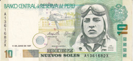 BILLETE DE PERU DE 10 SOLES DEL AÑO 1997 EN CALIDAD EBC (XF) (BANKNOTE) AVION-PLANE - Pérou